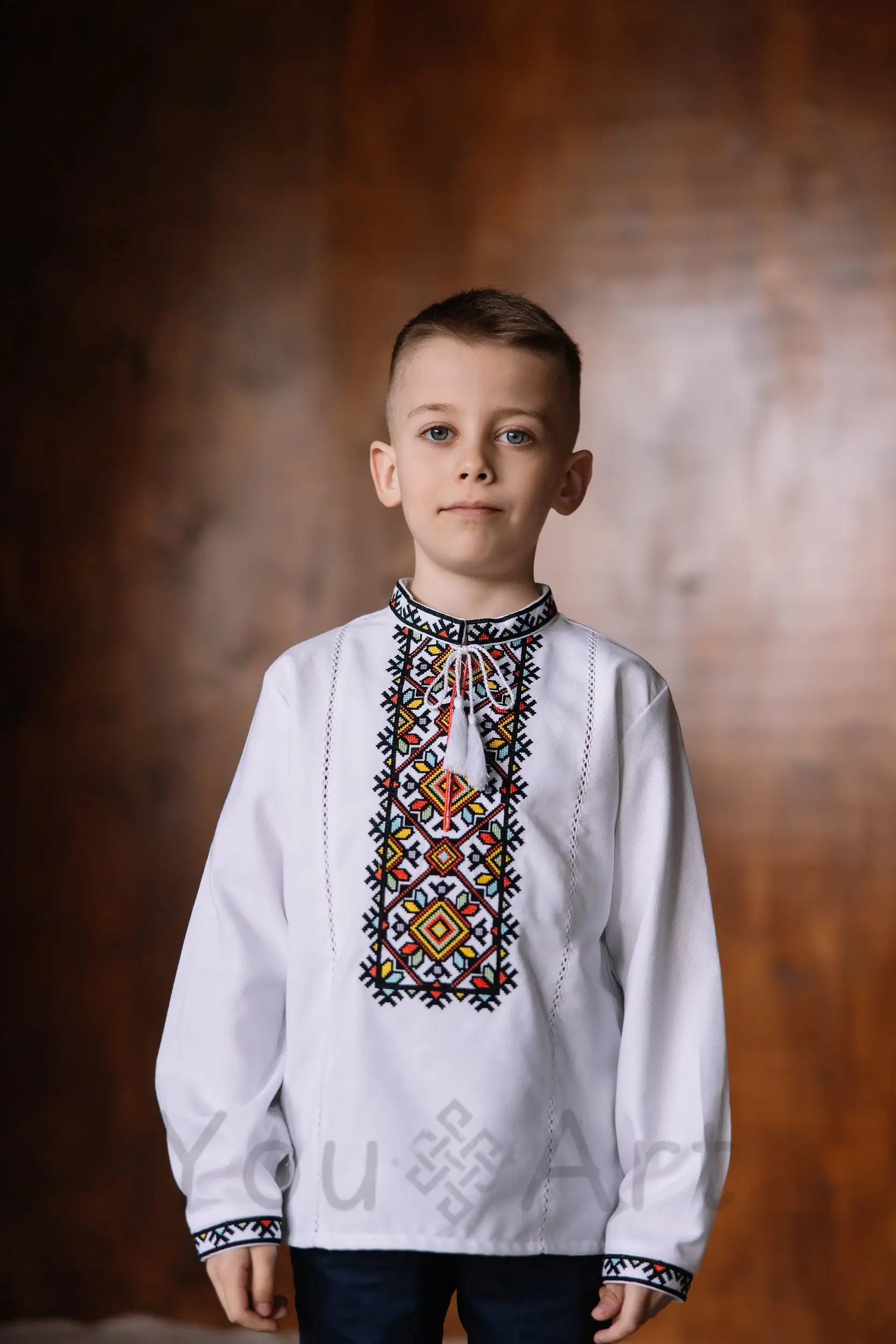 Комплект вишиванок для мами та сина Левине Серце (бірюзово-жовтий) - Зображення 7