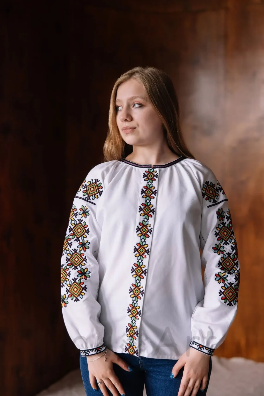 Вишиванка жіноча Левине Серце (бірюзово-жовта)