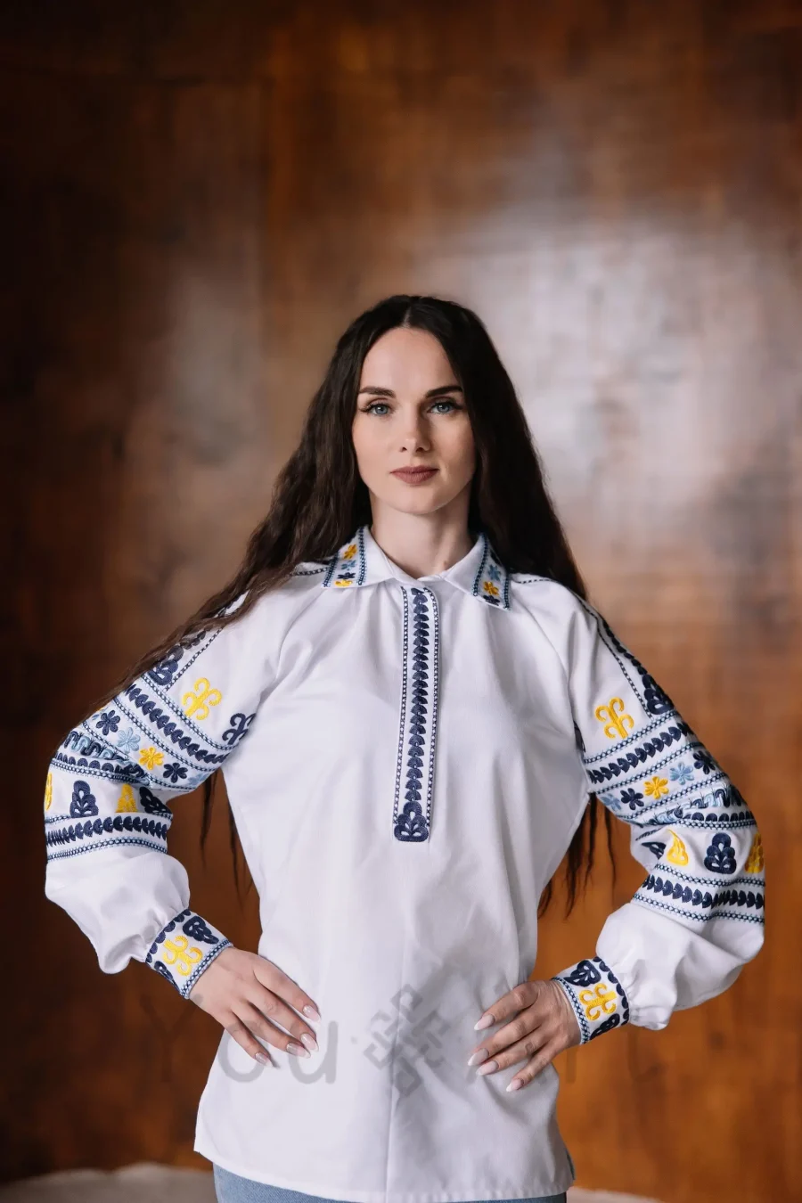 Вишиванка жіноча Слобожанський код (синя)