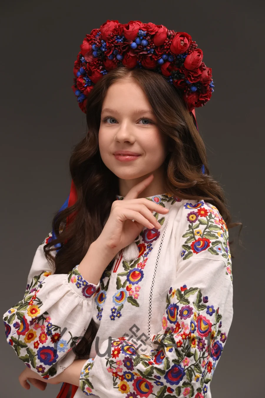 Вишиванка для дівчинки льон Квітуча (рожево-зелена) 2026